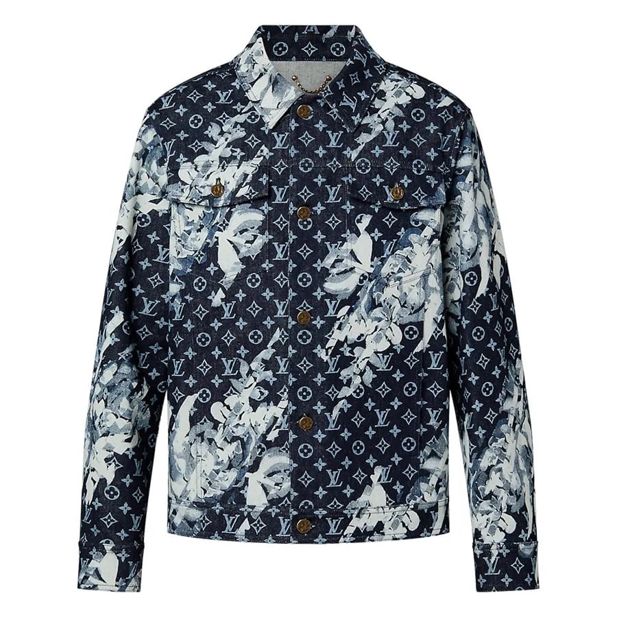 Áo Khoác Nam Louis Vuitton LV Monogram Printed 1AF752 Jacket Màu Xanh Denim