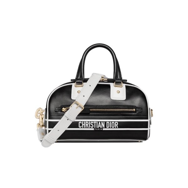 Túi Dior Vibe Zip Bowling Bag Small Black And White