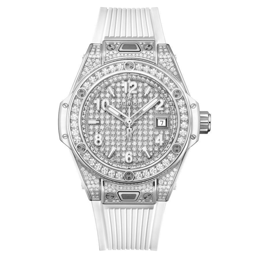 Đồng Hồ Nữ Hublot Bigbang Oneclick Steel White Full Pave 33mm 485.SE.9000.RW.1604 Màu Trắng Bạc