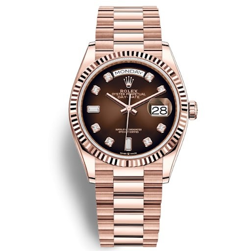 Đồng Hồ Rolex Day-Date 36 128235 Mặt Số Ombre Nâu